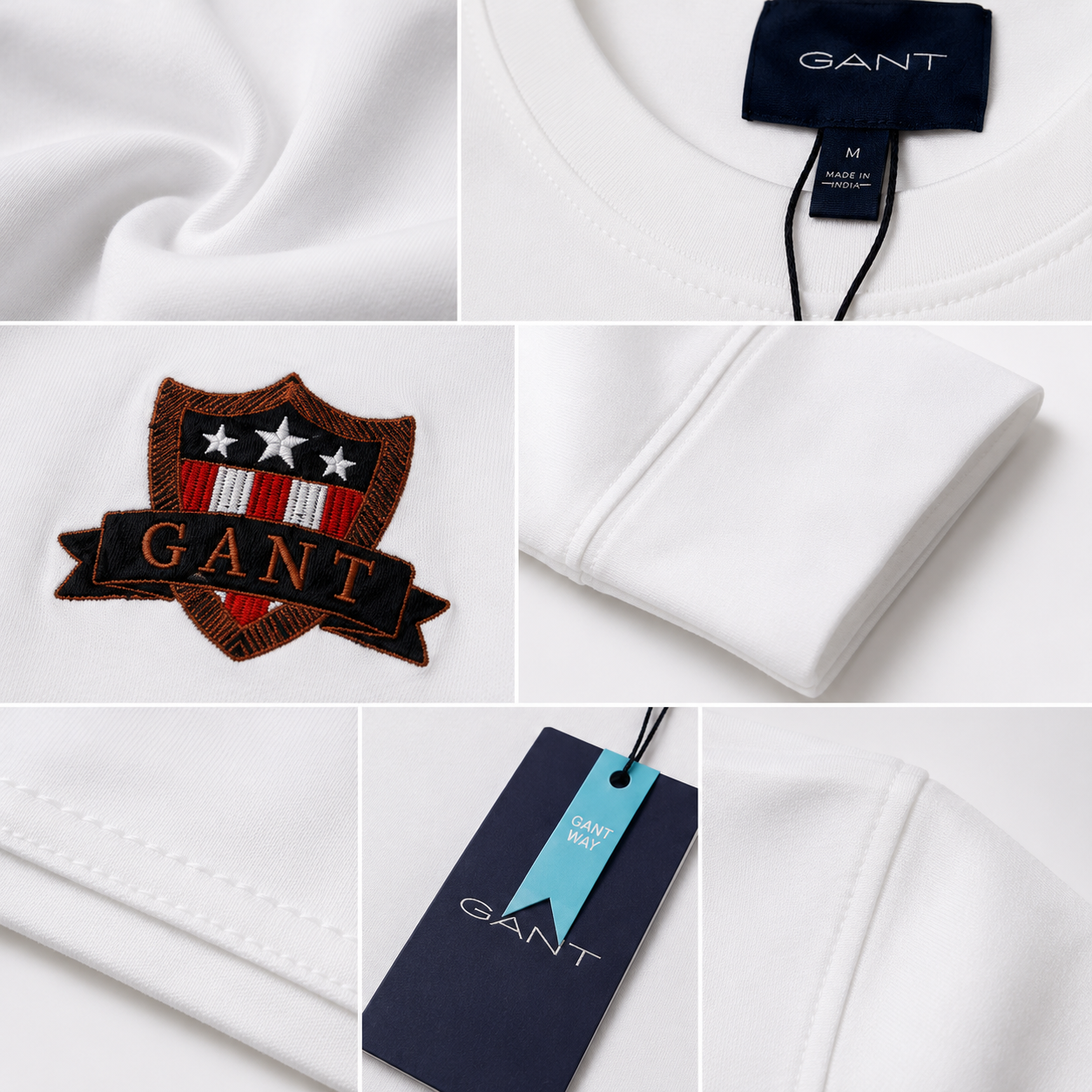 🤍✨ GANT Men's Premium White Long Sleeve T-Shirt 👕 | 100% Soft Cotton Crew Neck | Classic Everyday Luxury