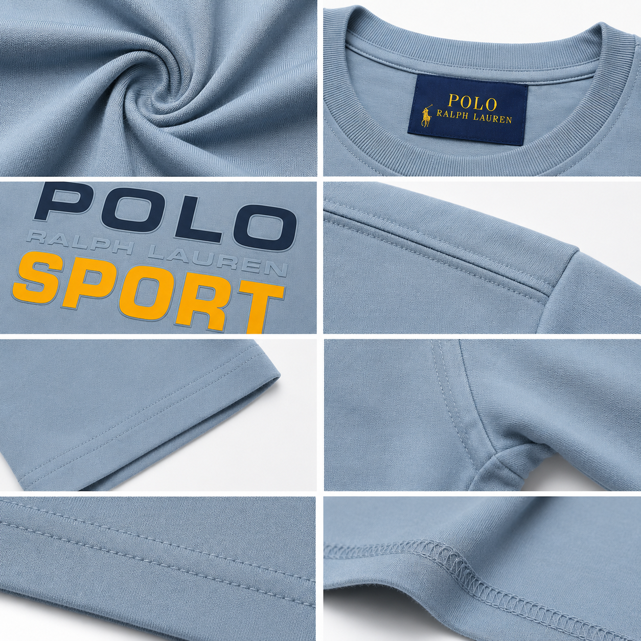 Polo Ralph Lauren Sport Men's Premium Cotton Crew Neck T-Shirt | Sky Blue | Soft Casual Tee