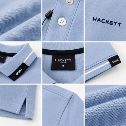 💙 Hackett London Men's Premium Sky Blue Polo Shirt 👕✨ | Luxury Cotton | Smart Casual | 100% Authentic