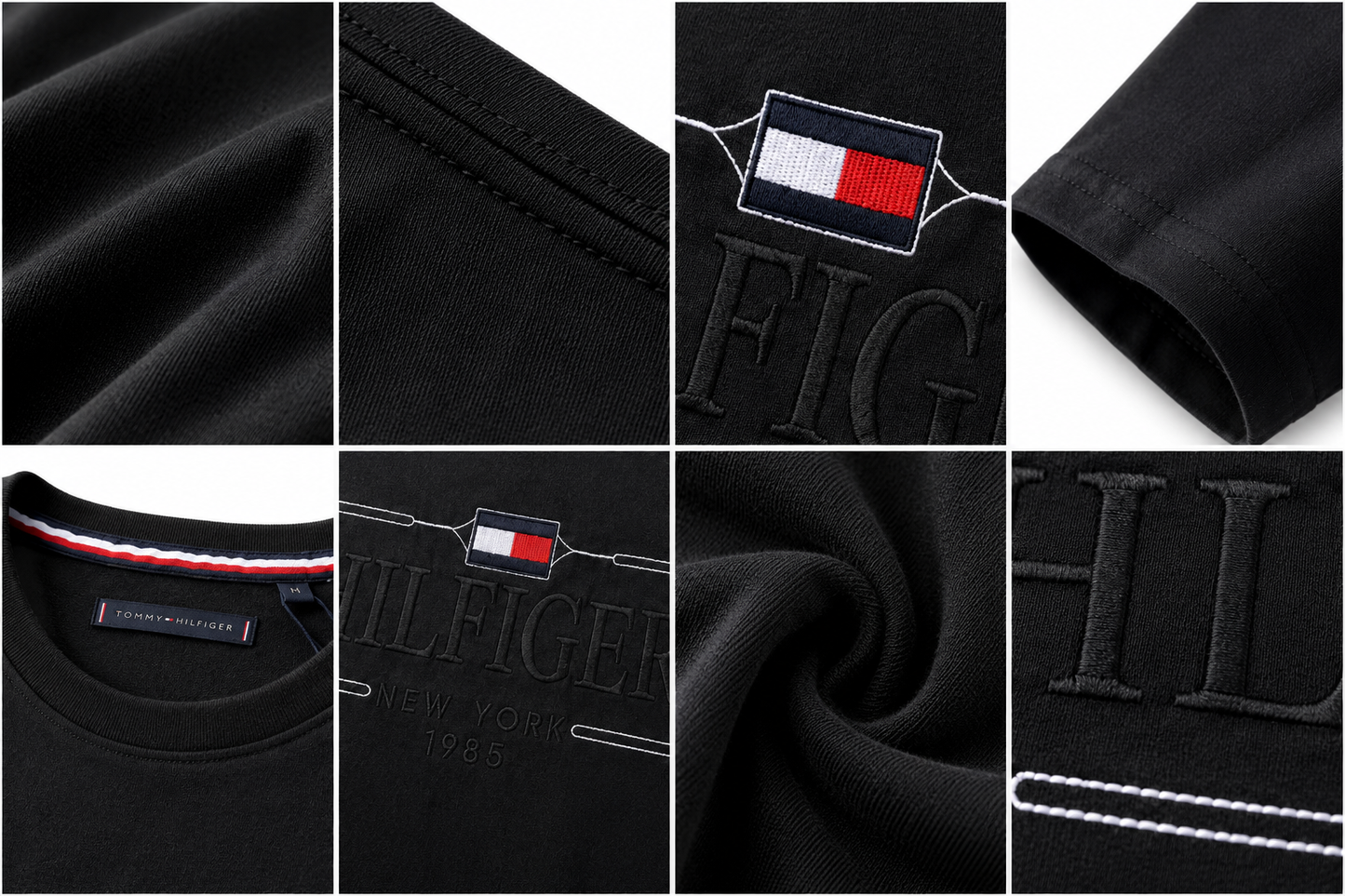 Tommy Hilfiger Men's Logo Graphic T-Shirt – Black | Premium Cotton Crew Neck | New York 1985