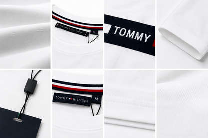 ✨ Premium Men's White Crew Neck T-Shirt | Signature Stripe | Soft Cotton Blend ✨