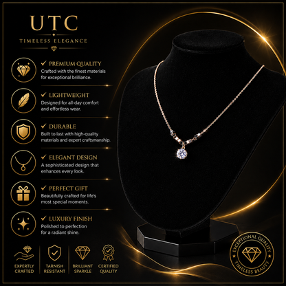 ✨ Elegant Crystal Pendant Necklace – Rose Gold | Luxury Everyday Jewelry for Women