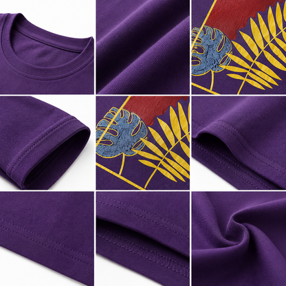Women's Premium Oversized Long Sleeve Graphic Cotton T-Shirt – Purple | Just Be Calm Casual Crew Neck Tee