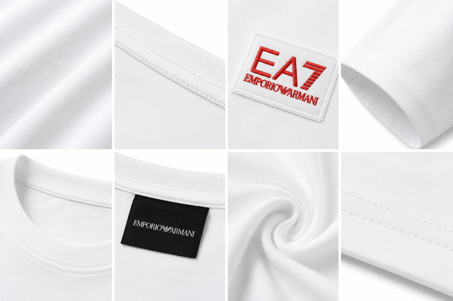 EA7 Emporio Armani Men's Logo T-Shirt – White | Premium Cotton Crew Neck | Designer Tee