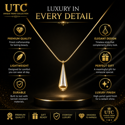 Luxury Crystal Teardrop Necklace – Gold Plated Elegant Pendant for Women
