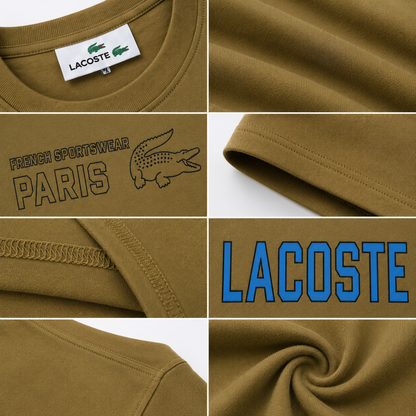 Lacoste Men's Premium Olive Green Graphic Cotton T-Shirt | Soft Crew Neck Casual Tee