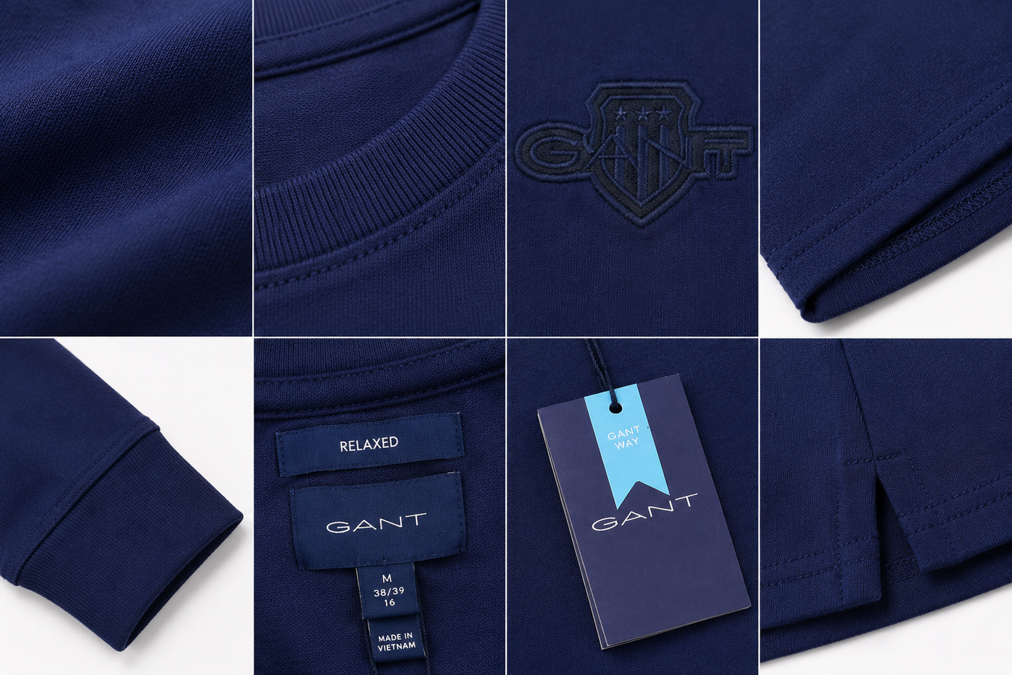 💙✨ GANT Men's Premium Navy Long Sleeve T-Shirt 👕 | 100% Soft Cotton Crew Neck | Luxury Casual Everyday Wear