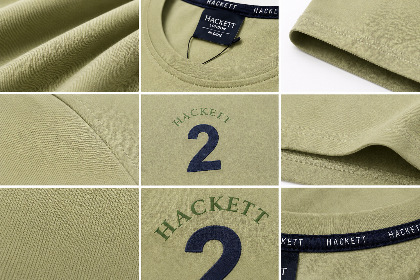 💚✨ Hackett London Men's Premium Sage Green T-Shirt 👕 | 100% Soft Cotton Crew Neck | Luxury Casual Everyday Wear