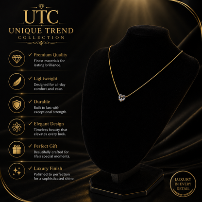 💎 UTC Luxury Heart Crystal Necklace for Women | Elegant Gold-Tone Pendant Jewelry ✨
