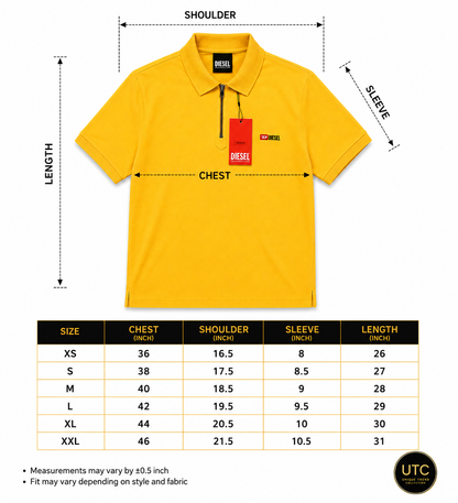 🔥 Diesel Men's Premium Yellow Zip Polo Shirt | Luxury Cotton Casual Golf Polo 👕💛