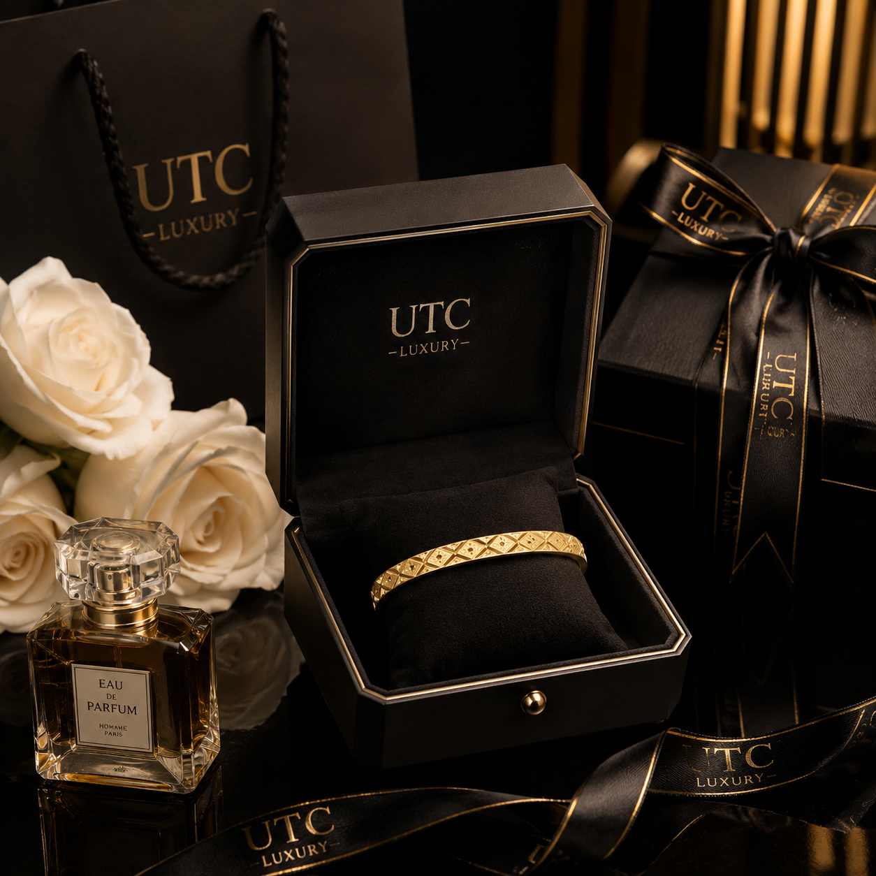 ✨ Luxury Gold Geometric Engraved Bangle Bracelet | Elegant Women's Fashion Jewelry