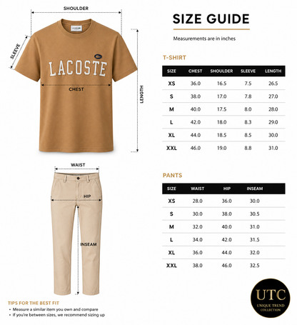 Lacoste Men's Logo Crew Neck T-Shirt – Camel | Premium Cotton Casual Tee