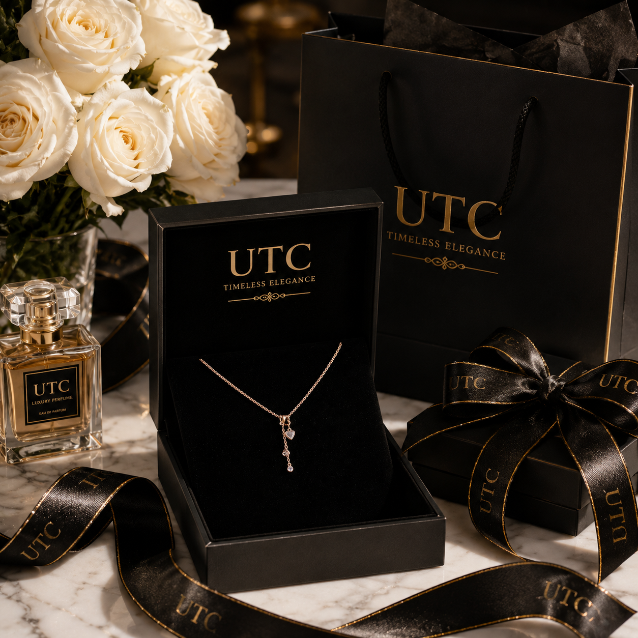 ✨ Rose Gold Heart Crystal Pendant Necklace | Elegant Adjustable Women's Jewelry 💖