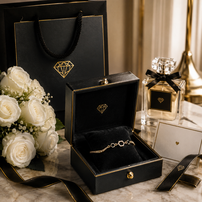 ✨ Luxury Gold Crystal Hexagon Charm Bracelet | Elegant Women's Fashion Jewelry