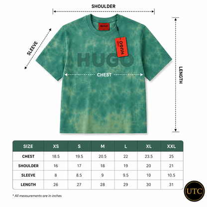 💚✨ HUGO Men's Premium Green Tie-Dye Logo T-Shirt 👕 | 💎 Soft Cotton Crew Neck | 🌿 Luxury Everyday Style | 🇨🇦 Fast Shipping