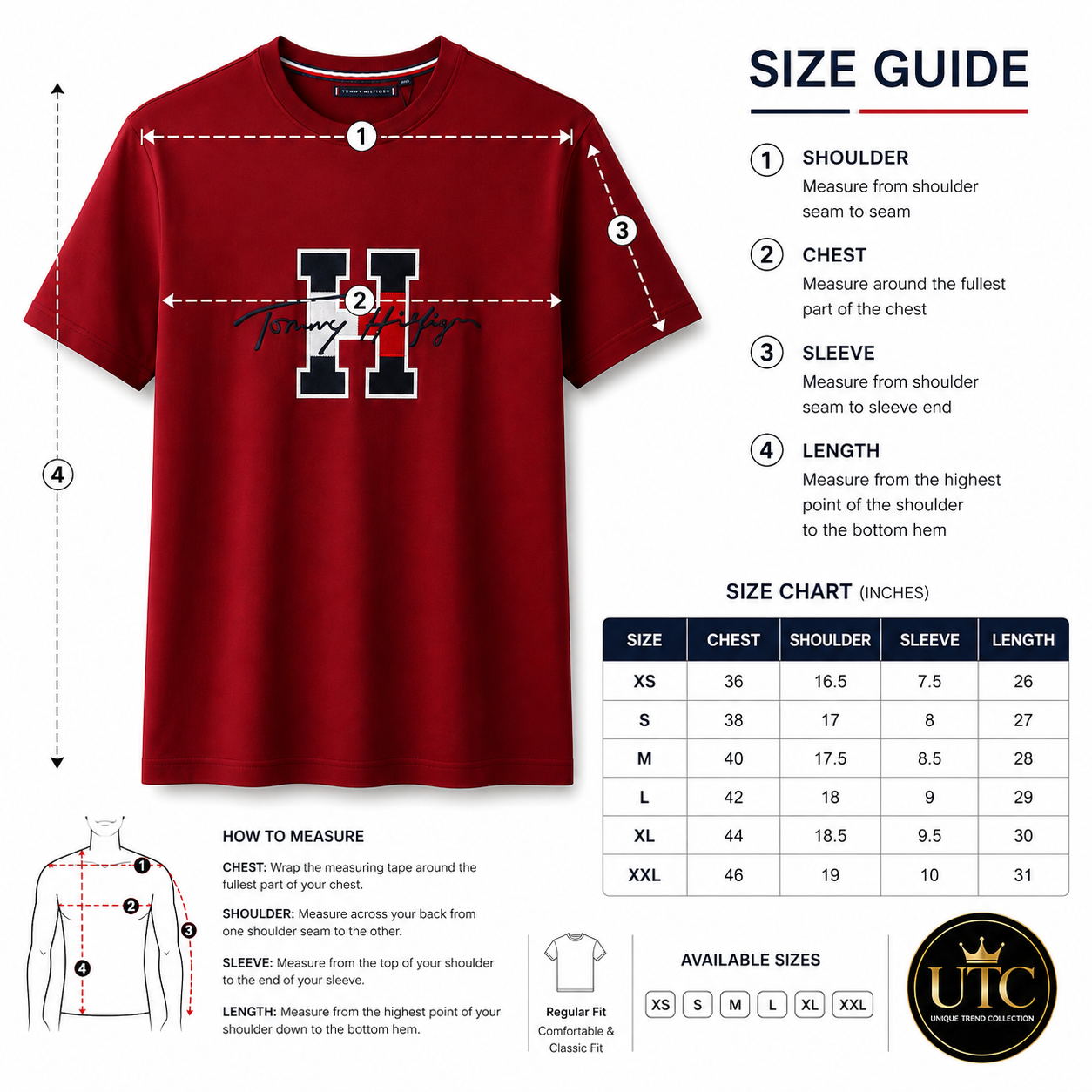 🔥 Tommy Hilfiger Men's Signature Logo T-Shirt | Premium Cotton Crew Neck | Classic Red | Soft & Comfortable
