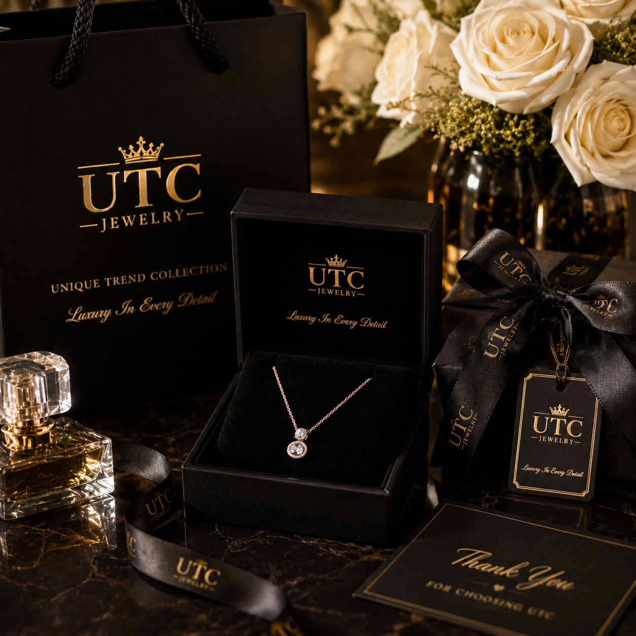 ✨ Rose Gold Crystal Halo Pendant Necklace | Elegant Sparkle Jewelry Gift for Women 💎