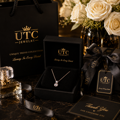 ✨ Rose Gold Crystal Halo Pendant Necklace | Elegant Sparkle Jewelry Gift for Women 💎