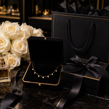 ✨ UTC Luxury White Crystal Charm Necklace ✨ | Elegant Gold-Tone Adjustable Women's Jewelry 💎