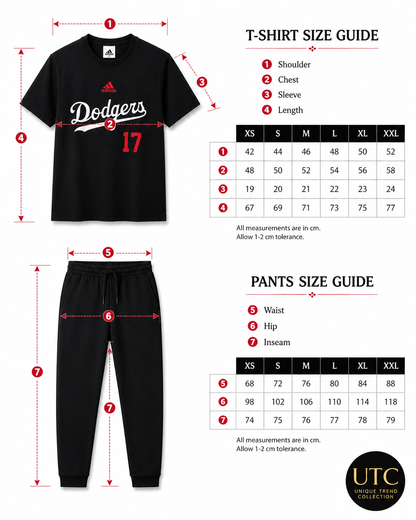 Adidas x Los Angeles Dodgers Men's Graphic T-Shirt #17 | Black Cotton Crew Neck