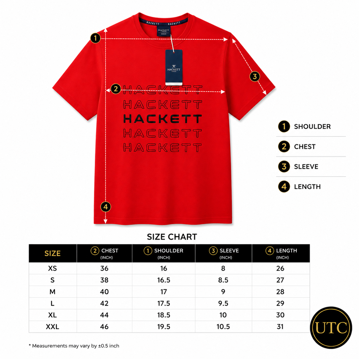🔴✨ Hackett London Men's Premium Red Logo T-Shirt 👕 | 💎 Soft Cotton Crew Neck | 🇬🇧 Luxury British Style | 🇨🇦 Fast Shipping