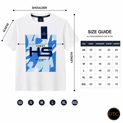 🤍✨ Hackett London Men's Premium White Graphic T-Shirt 👕 | 💎 Soft Cotton Crew Neck | 🇬🇧 Luxury British Style | 🇨🇦 Fast Shipping
