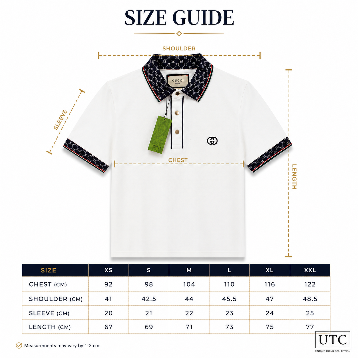 🤍 Gucci Men's Premium White Polo Shirt | Luxury Cotton Short Sleeve Polo
