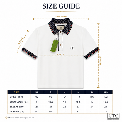 🤍 Gucci Men's Premium White Polo Shirt | Luxury Cotton Short Sleeve Polo