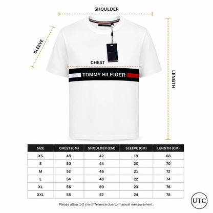 ✨ Premium Men's White Crew Neck T-Shirt | Signature Stripe | Soft Cotton Blend ✨