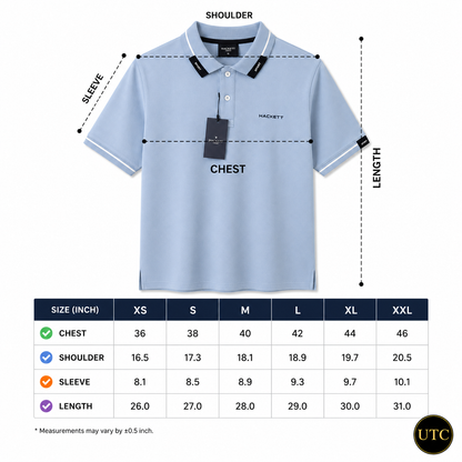 💙 Hackett London Men's Premium Sky Blue Polo Shirt 👕✨ | Luxury Cotton | Smart Casual | 100% Authentic