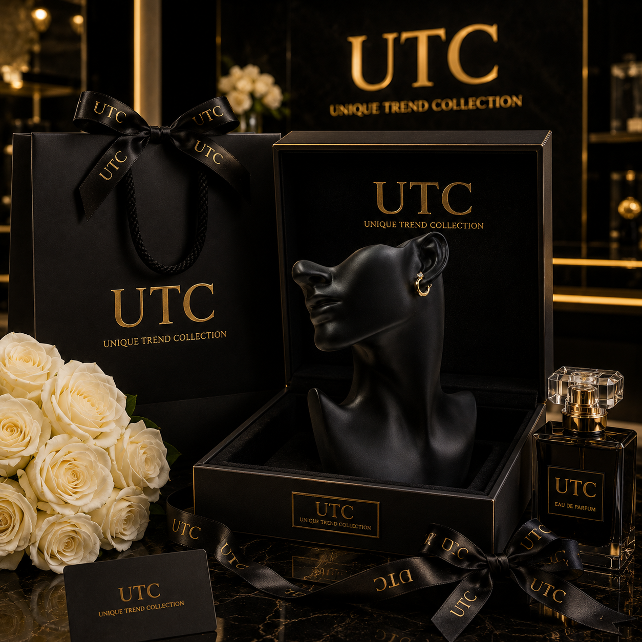 ✨ Elegant Gold Crystal Hoop Earrings for Women | 💎 UTC Luxury Jewelry