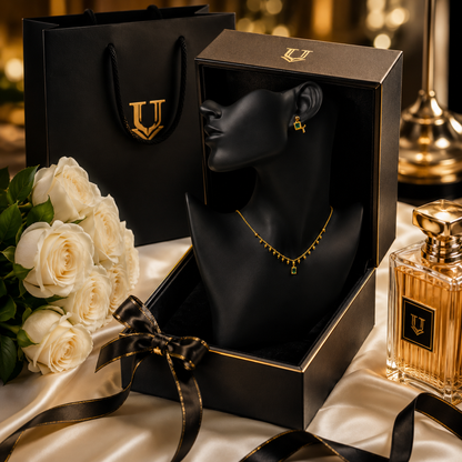 💚 Luxury Gold Emerald Green Crystal Necklace & Earrings Set for Women | Elegant Jewelry Gift ✨