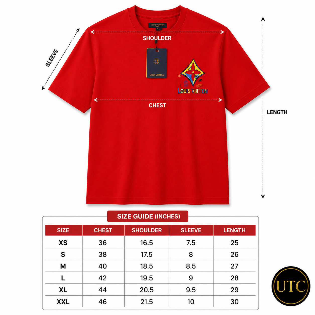 ❤️✨ Louis Vuitton Men's Premium Red Logo T-Shirt 👕 | 💎 100% Soft Cotton Crew Neck | 🔥 Luxury Designer Casual Wear