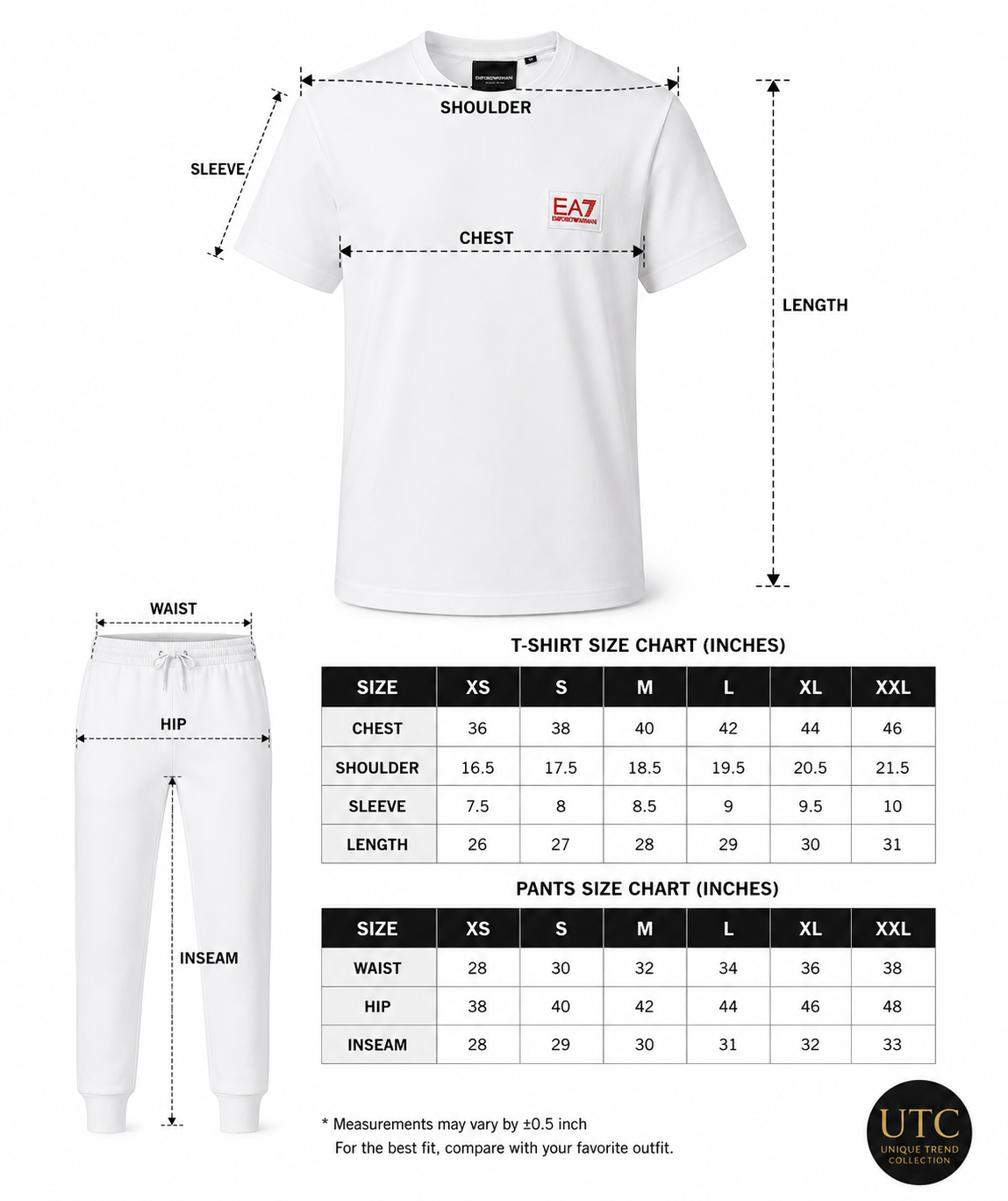 EA7 Emporio Armani Men's Logo T-Shirt – White | Premium Cotton Crew Neck | Designer Tee
