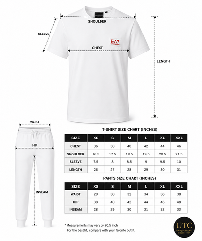 EA7 Emporio Armani Men's Logo T-Shirt – White | Premium Cotton Crew Neck | Designer Tee