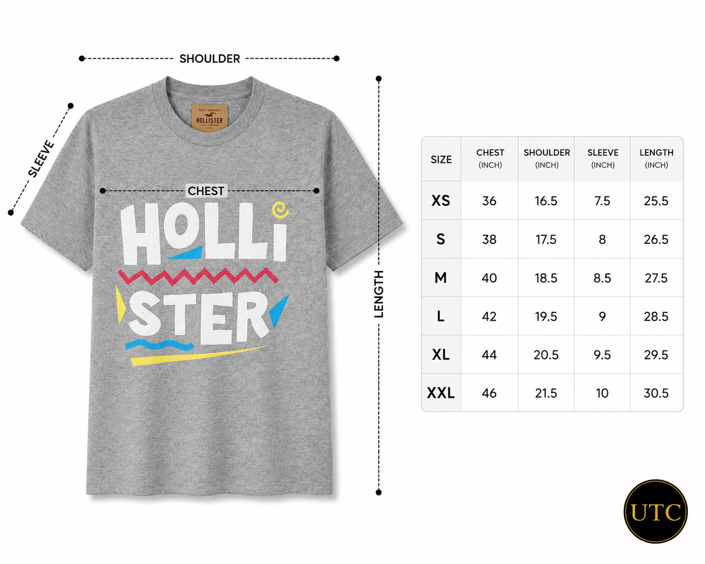 🤍 Hollister Men's Premium Graphic T-Shirt 👕✨ | Soft Cotton Crew Neck | Casual Everyday Style | 100% Authentic