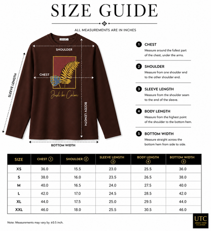 Formal Girl Women’s Oversized Chocolate Brown Long Sleeve Graphic T-Shirt – Just Be Calm