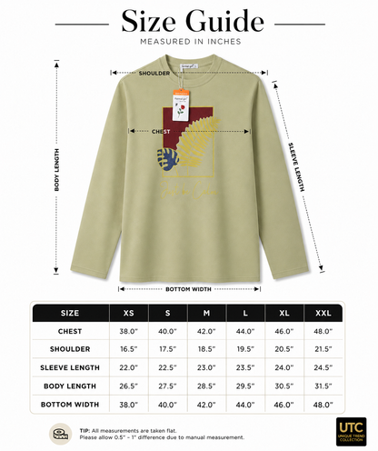 Formal Girl Women’s Oversized Sage Green Long Sleeve Graphic T-Shirt – Just Be Calm