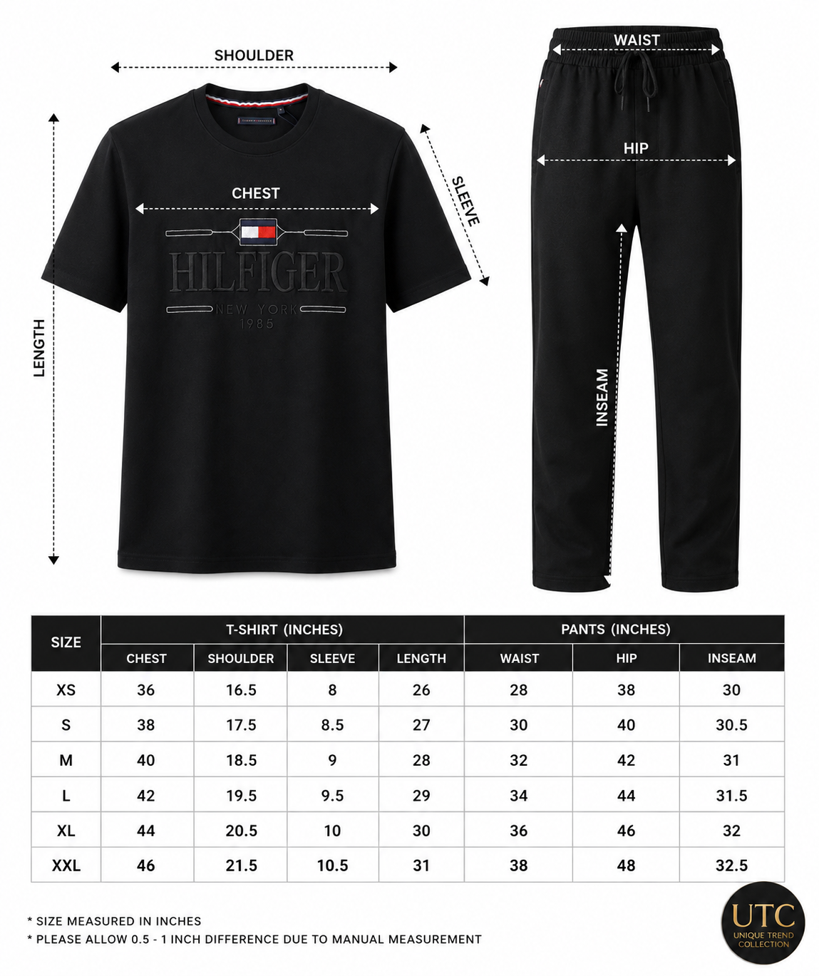 Tommy Hilfiger Men's Logo Graphic T-Shirt – Black | Premium Cotton Crew Neck | New York 1985