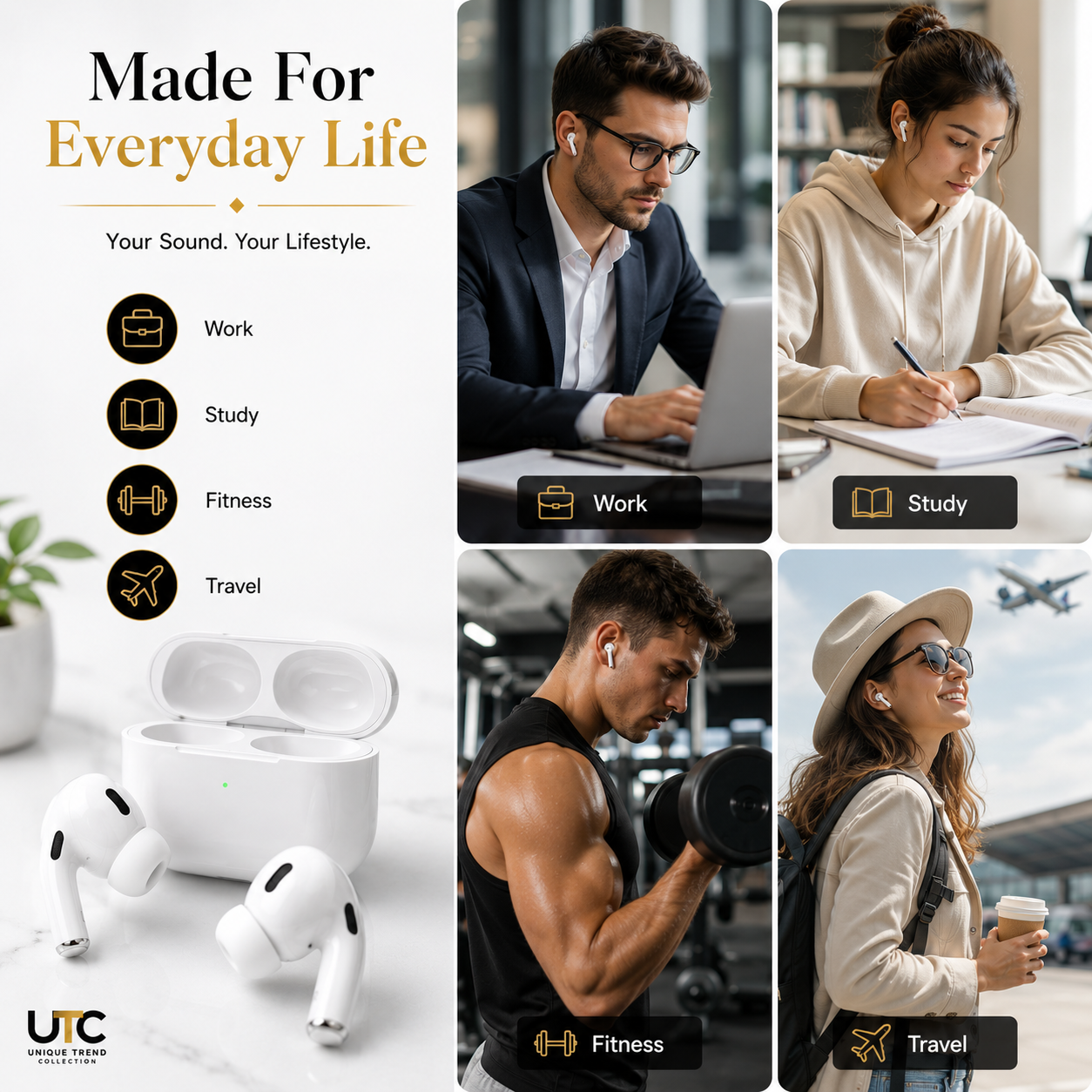 🎧 Premium Wireless Earbuds with Active Noise Cancellation | Bluetooth 5.3 | USB-C Charging Case | 2-Year Seller Warranty
