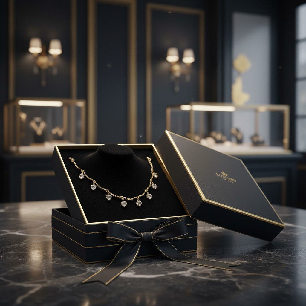 💖 Elegant Gold Heart Crystal Necklace for Women | Luxury Gift