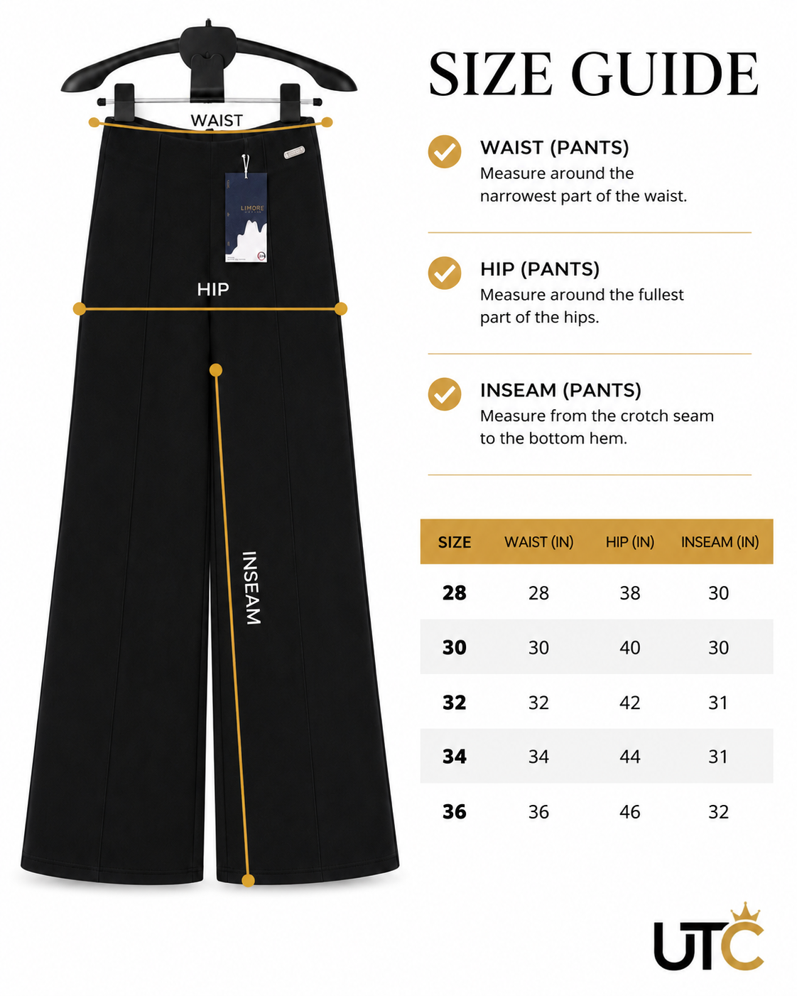 LIMORE Women's Premium Black Wide-Leg Pants – High-Waist Elegant Trousers