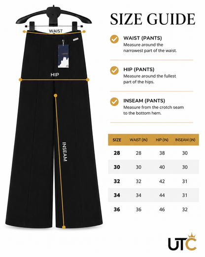 LIMORE Women's Premium Black Wide-Leg Pants – High-Waist Elegant Trousers