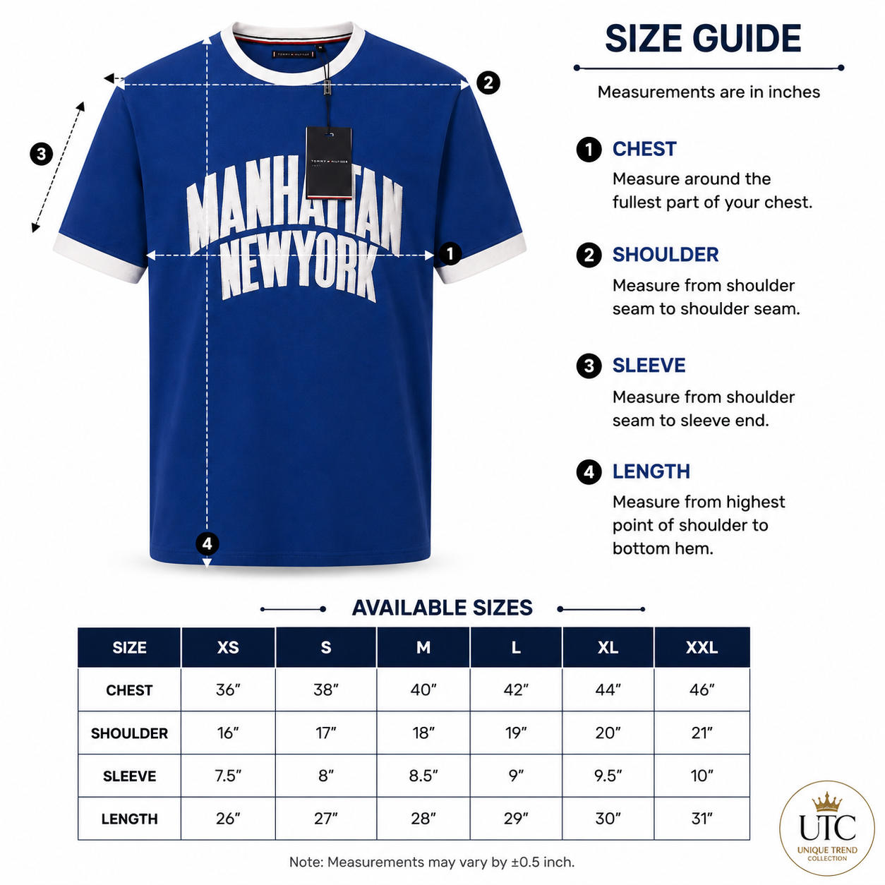 🔵✨ Premium Men's Royal Blue Crew Neck T-Shirt | Manhattan Graphic | Soft Cotton Blend ✨