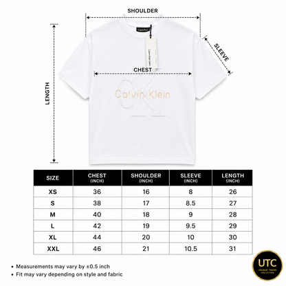 🤍 Calvin Klein Men's Premium Embossed Logo T-Shirt | White Cotton Crew Neck