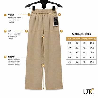 LIMORE Women’s Beige Wide-Leg Palazzo Pants | Elastic Waist