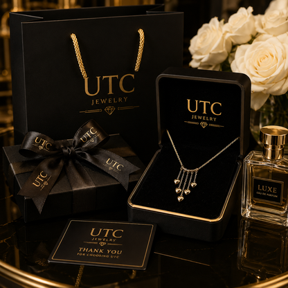 💖 UTC Luxury Heart Tassel Necklace for Women | Elegant Gold Crystal Pendant