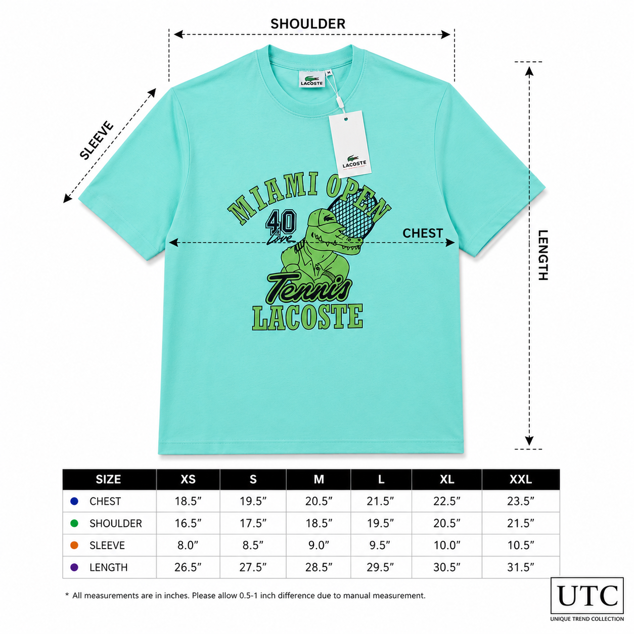 💚 Lacoste Men's Miami Open Graphic T-Shirt | Premium Cotton Crew Neck Tee 🎾