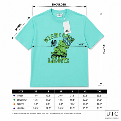 💚 Lacoste Men's Miami Open Graphic T-Shirt | Premium Cotton Crew Neck Tee 🎾