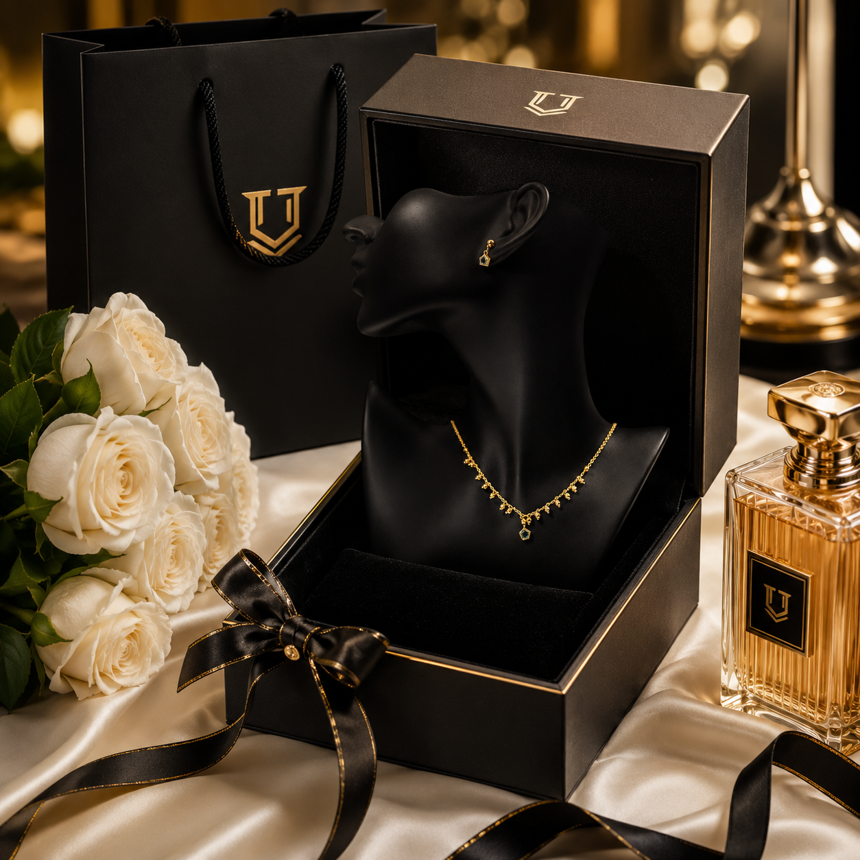 💚 Luxury Gold Green Crystal Necklace & Earrings Set for Women | Elegant Jewelry Gift ✨